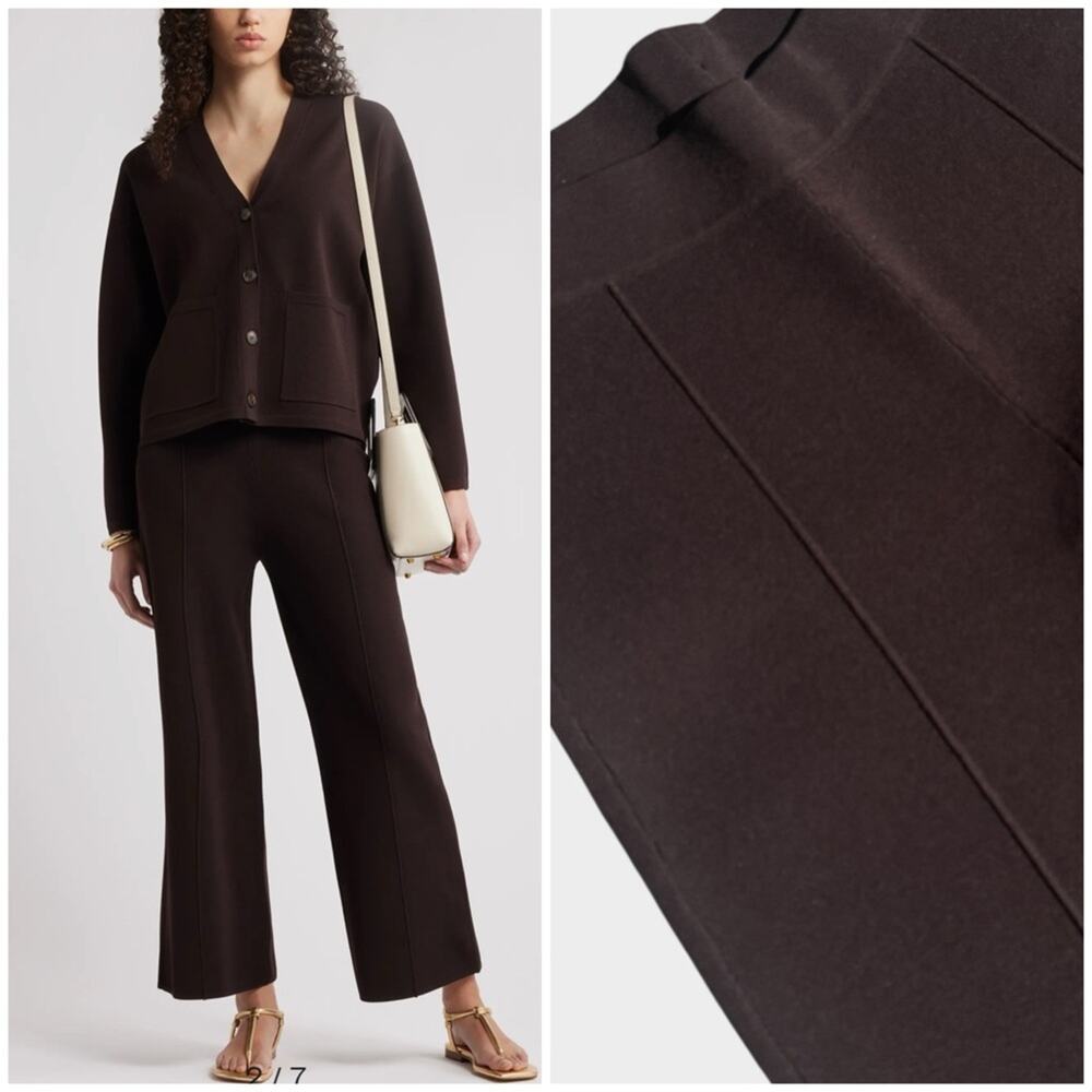 NEW Nordstrom Dark Brown Wide Leg Sweater Pants, Small